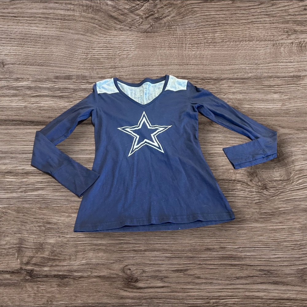 Cowboys Her Style Long Sleeve V-Neck T-Shirt Dallas Cowboys Tee Size Medium